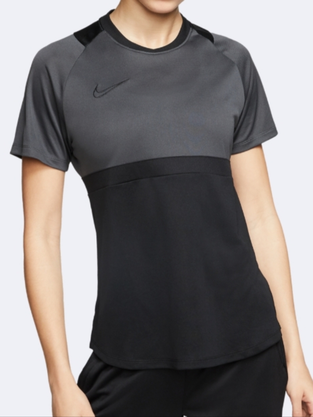 Nike Women's Two-Tone Black and Gray Academy Top